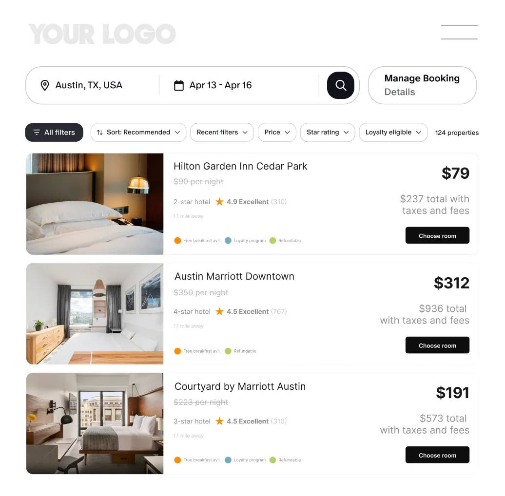 Omni hotel booking UI